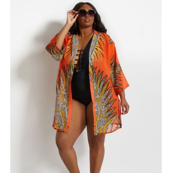 Ashley Stewart Other - Ashley Stewart Orange, Yellow/ Black abstract  Cover up size 3x. New with Tags